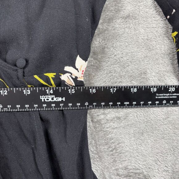 Free People Wrap Mini Dress Time On My Side Preppy Black Floral Print Small L160 - Picture 8 of 12